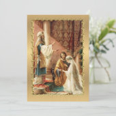 Katholische Hochzeitsfeier Gold Einladung (Stehend Vorderseite)