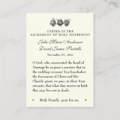 Katholische Hochzeitsgebet Betrothal Mary Joseph Visitenkarte (Rückseite)