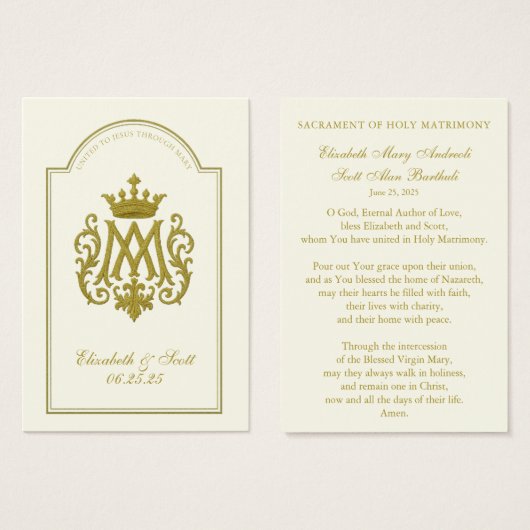 Katholische Hochzeitsgebet Gold Marian (Vorne & Hinten)