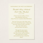 Katholische Hochzeitsgebet Gold Marian (Rückseite)