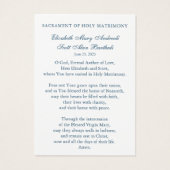 Katholische Hochzeitsgebet Marian Blue (Rückseite)