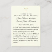 Katholische Hochzeitsgebet Mary Holy Card Visitenkarte (Rückseite)