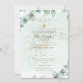Katholische Hochzeitsgrün - botanische Einladung (Vorderseite)