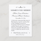 Katholische Hochzeitskarte aus festem Glas Visitenkarte (Rückseite)