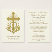 Katholische Hochzeitskarte Gold Cross (Vorne & Hinten)