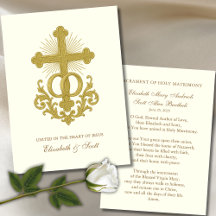 Katholische Hochzeitskarte Gold Cross