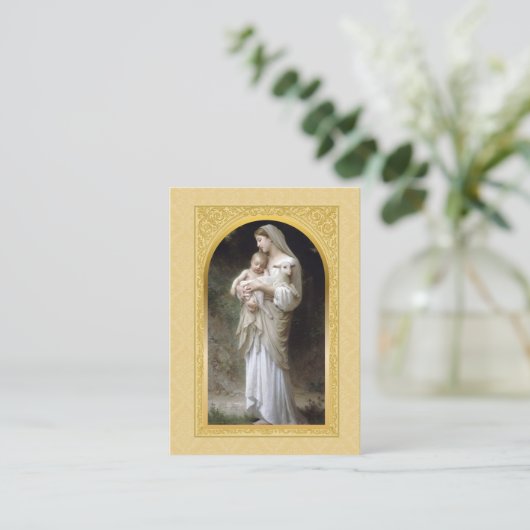 Katholische Hochzeitskarte Jungfrau & Kind Visitenkarte (Stehend Vorderseite)