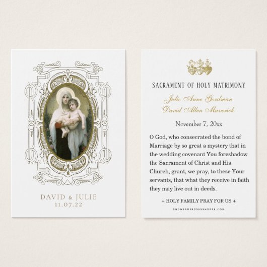 Katholische Hochzeitskarte mit Jungfrau Jesus (Vorne & Hinten)