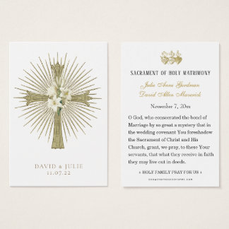 Katholische Hochzeitskarte mit Kreuz und Ringen
