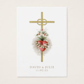 Katholische Hochzeitskarte mit Kreuz und Ringen (Vorderseite)