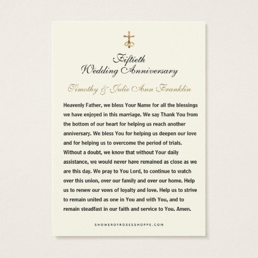 Katholische Hochzeitskarte zum Jubiläum (Rückseite)