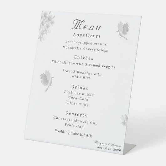 Katholische Hochzeitsmenü der Nuptial Unity Sockelschild (Vorderseite)