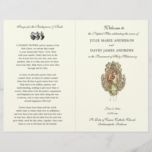 katholische Hochzeitsprogramm Vintage Florentiner (Vorderseite)