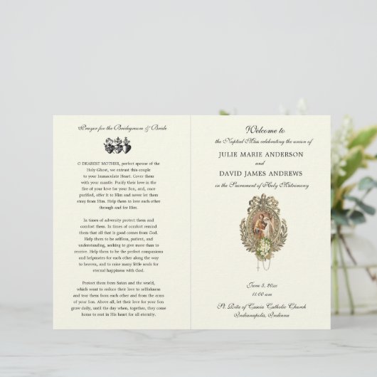 katholische Hochzeitsprogramm Vintage Florentiner  (Stehend Vorderseite)