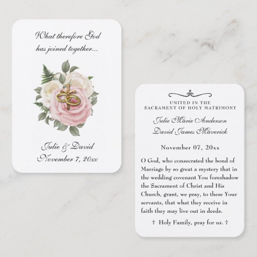 Katholische Hochzeitsstiftung Rose für Heilige Kar Visitenkarte (Vorne/Hinten)