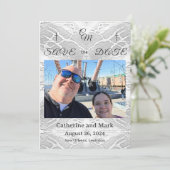 Katholische Imitate - Satin Save the Date Mit Mono (Stehend Vorderseite)