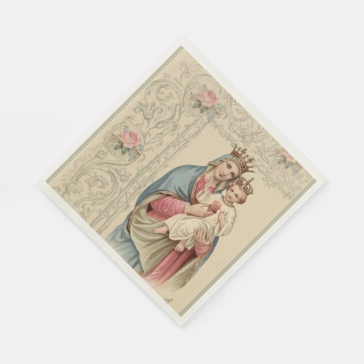 Katholische Jungfrau Maria mit Kind Jesus Religiös Serviette (Ecke)