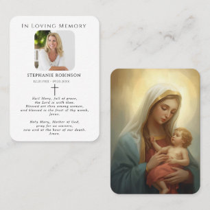 Katholische Jungfrau Maria Religiöse Trauer Gebets Visitenkarte