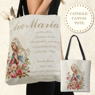 Katholische Jungfrau Maria rote Rosen floral Ave M Tasche
