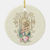 Katholische Jungfrau Mary Ave Maria Baby Jesus Flo Keramik Ornament (Hinten)