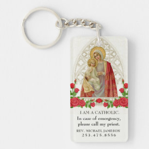 Katholische Jungfrau Mary Baby Jesus Pink Roses Sc Schlüsselanhänger