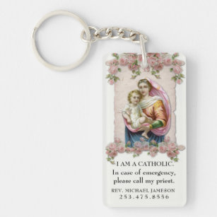 Katholische Jungfrau Mary Baby Jesus Pink Roses Schlüsselanhänger