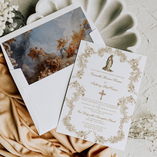 Katholische Jungfrau Mary Baroque Hochzeit Einladu Einladung