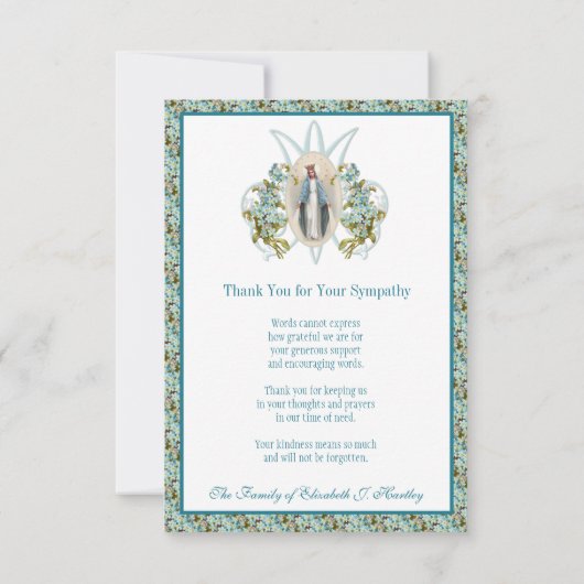 Katholische Jungfrau Mary Beileid Beerdigung Dankeskarte (Rückseite)