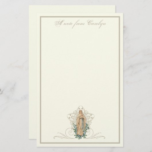 Katholische Jungfrau Mary Elegant Religious Floral Briefpapier (Vorne/Hinten)