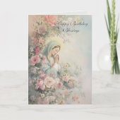 Katholische Jungfrau Mary Floral Geburtskarte Karte (Vorderseite)