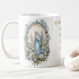 Katholische Jungfrau Mary Gebet Blues Floral Kaffeetasse