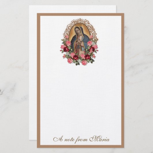 Katholische Jungfrau Mary Guadalupe Rose Briefpapier (Vorne/Hinten)