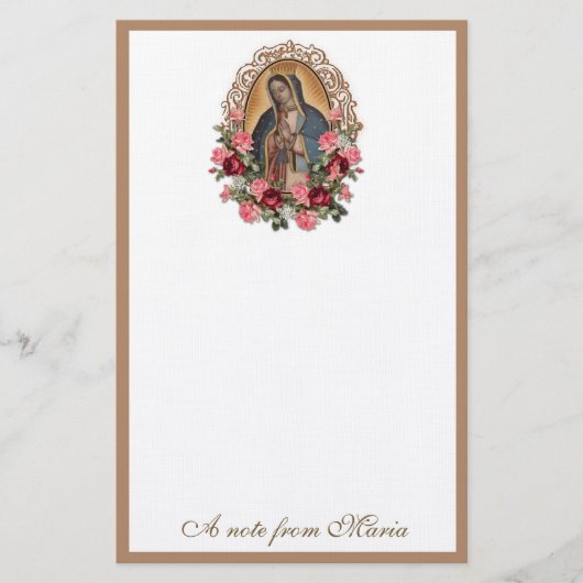 Katholische Jungfrau Mary Guadalupe Rose Briefpapier (Vorderseite)
