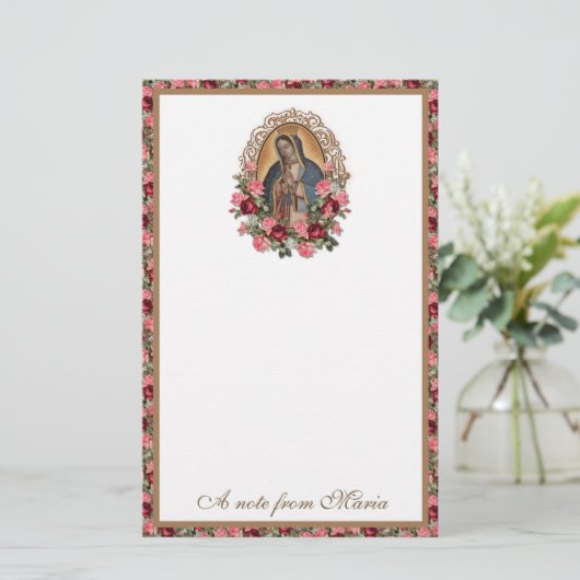 Katholische Jungfrau Mary Guadalupe Rose Schreibti Briefpapier (Stehend Vorderseite)