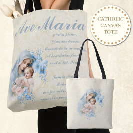Katholische Jungfrau Mary Jesus Blue Floral Ave Ma Tasche