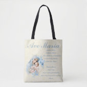 Katholische Jungfrau Mary Jesus Blue Floral Ave Ma Tasche (Vorderseite)