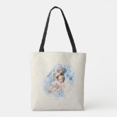 Katholische Jungfrau Mary Jesus Blue Floral Ave Ma Tasche (Rückseite)