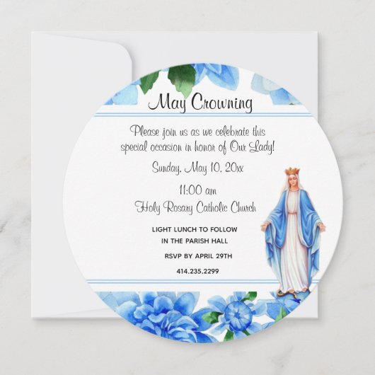 Katholische Jungfrau Mary Kroning Religiöse Verans Einladung (Vorderseite)