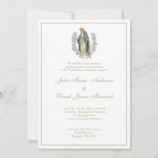 Katholische Jungfrau Mary Laurel Wedding Einladung