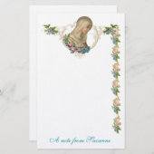 Katholische Jungfrau Mary Religiöse Bloral Briefpapier (Vorne/Hinten)