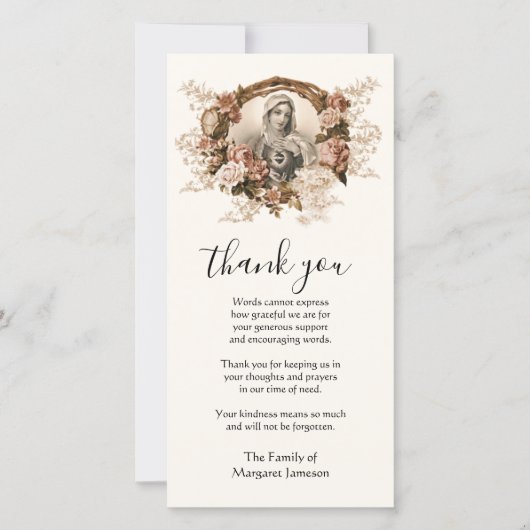 Katholische Jungfrau Mary Religious Condolence Dankeskarte (Vorderseite)
