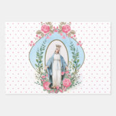 Katholische Jungfrau Mary Religious Floral Wrappin Geschenkpapier Set (Vorderseite)