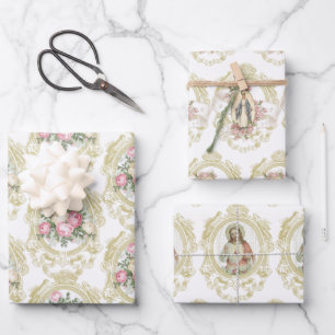 Katholische Jungfrau Mary Religious Jesus Bloral  Geschenkpapier Set