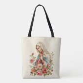 Katholische Jungfrau Mary Rote Rosen Floral Ave Ma Tasche (Rückseite)