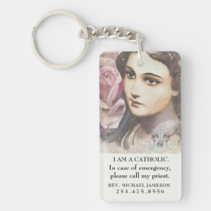 Katholische Jungfrau Mary Vintag Pink Roses Schlüsselanhänger