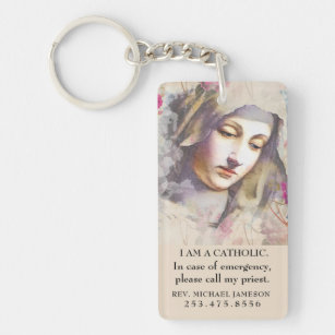 Katholische Jungfrau Mary Vintag Watercolor Schlüsselanhänger