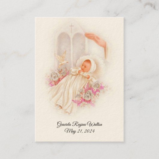 Katholische Kindermädchen Taufkarte Heilige Karte (Vorderseite)