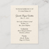 Katholische Kindermädchen Taufkarte Heilige Karte (Rückseite)