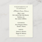 Katholische Kindertaufe Erinnerung an Heilige Kart Begleitkarte (Rückseite)