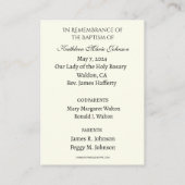 Katholische Kindertaufe Erinnerung an Heilige Kart Begleitkarte (Rückseite)